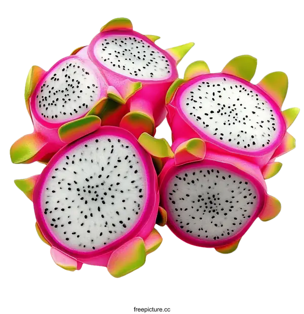 [Transparent Background PNG]Close-up of Fresh Dragon Fruit Slices