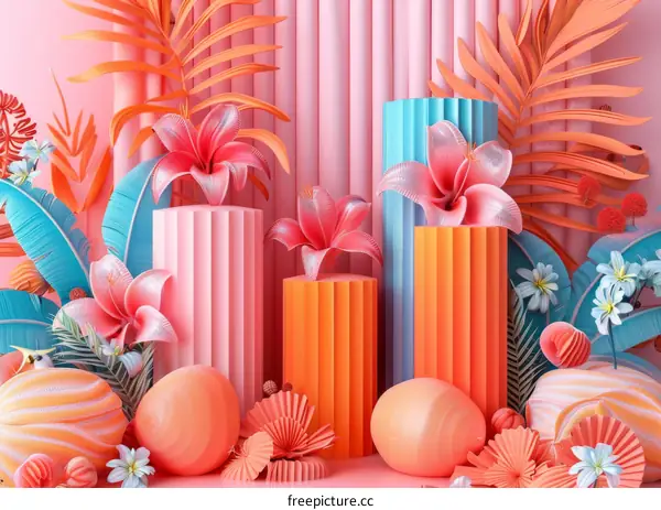 Vibrant 3D Floral Arrangement Display