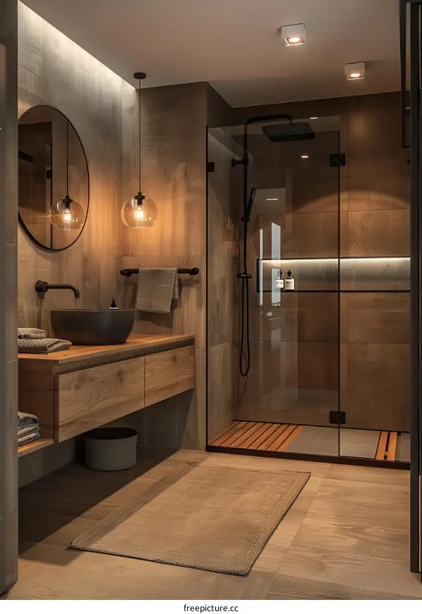 Modern Wooden Bathroom Interior Design