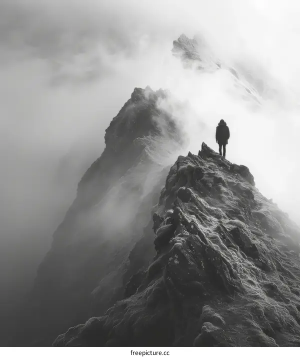 Man standing on top of a mountain