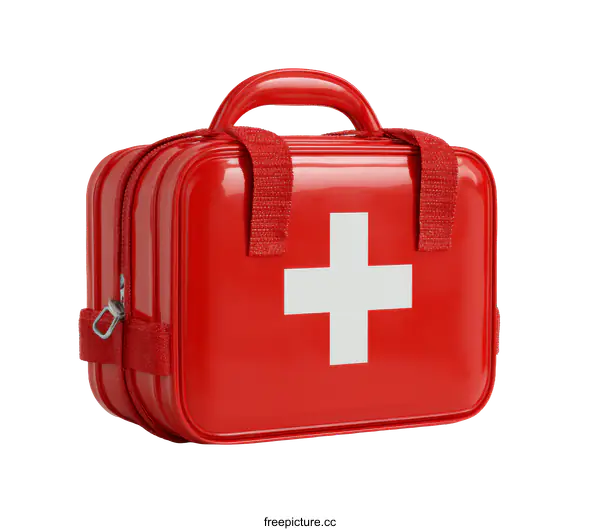 [Transparent Background PNG]Red First-Aid Kit with White Cross