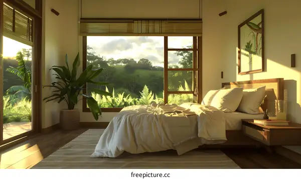 Minimalist Bedroom Interior Design With Large Window View