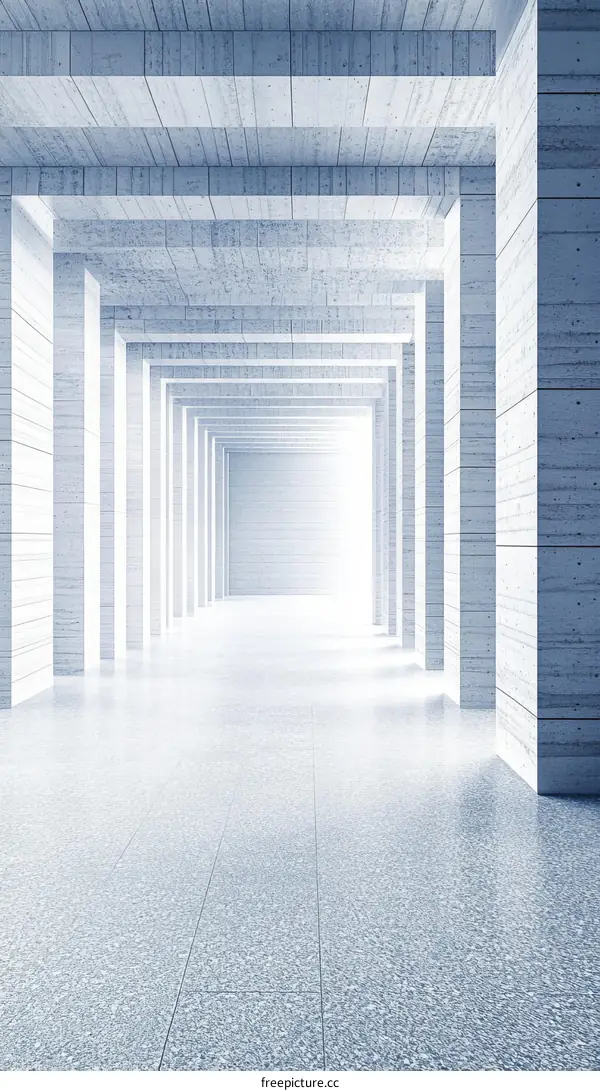 Modern Architectural Concrete Corridor Perspective