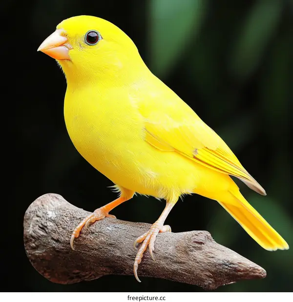 Close-up of a Vibrant Yellow Bird Perched on a Branch