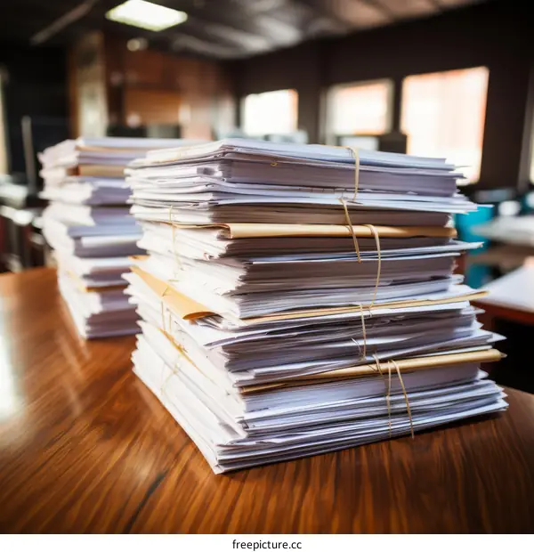 Overwhelmed Desk: Stacks of Paperwork in an Office