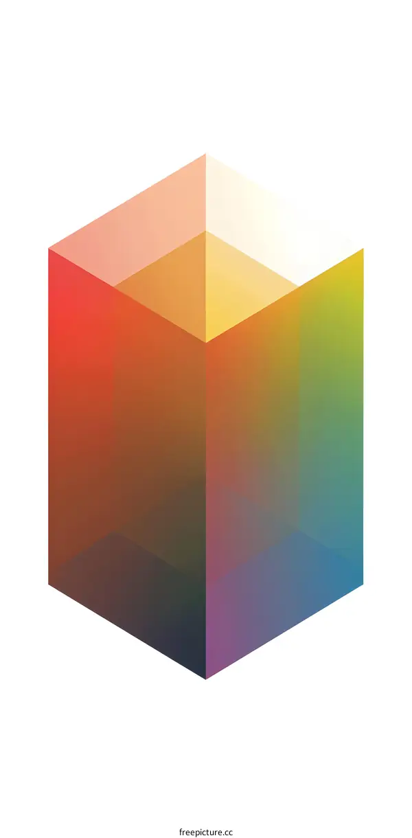 Abstract Geometric Cube With Rainbow Colors