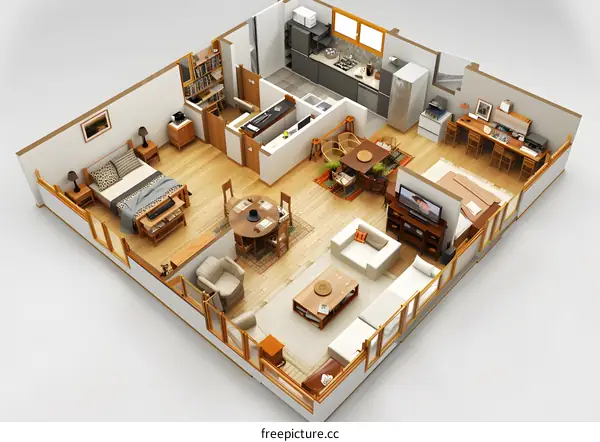 Top View of a Modern Apartment Interior Design