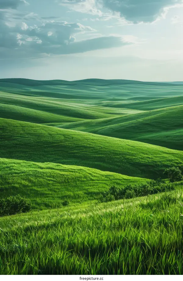Rolling Green Hills with Blue Sky