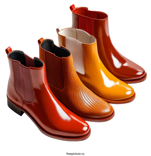 [Transparent Background PNG]Colorful Fashionable Ankle Boots Display