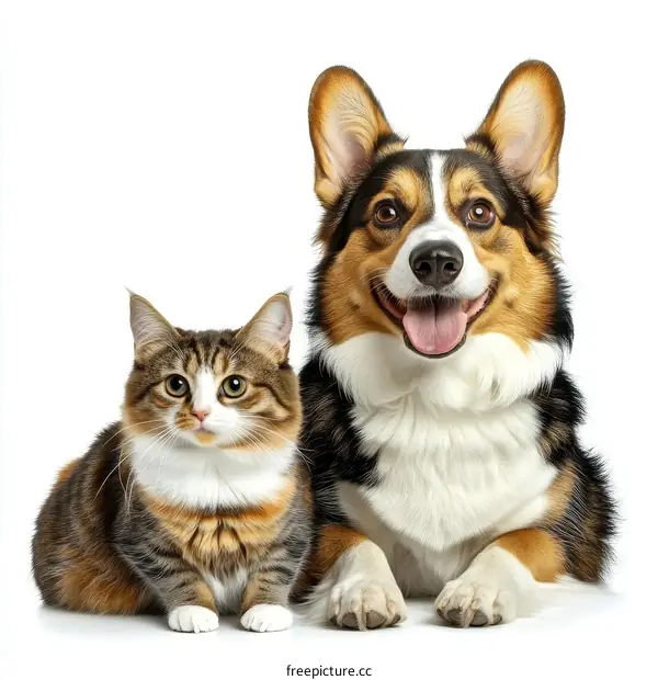 Friendly Dog and Cat Portrait