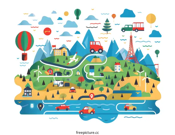 Illustrated Travel and Adventure Map