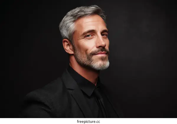 Confident Businessman Portrait Against Dark Background