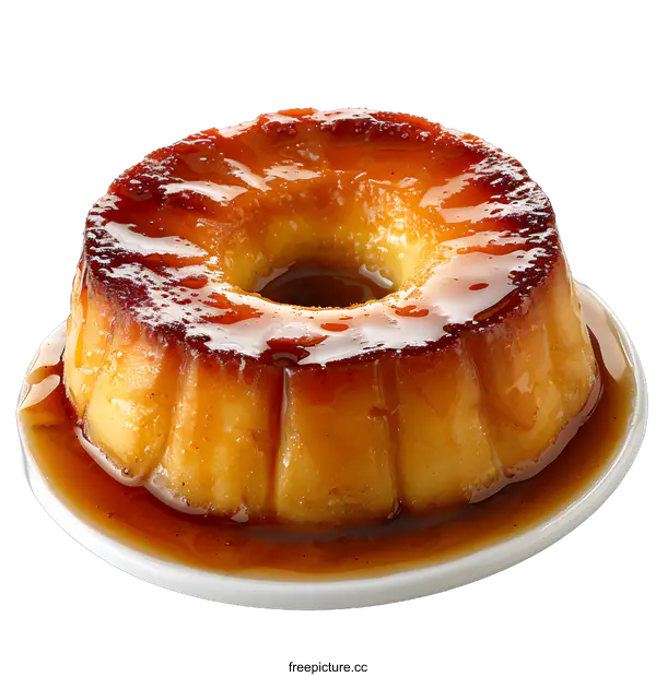 [Transparent Background PNG]Delicious Flan Cake Covered in Caramel Sauce