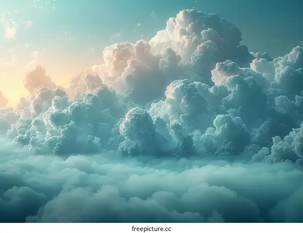 Abstract Cloud Formations in a Blue Sky