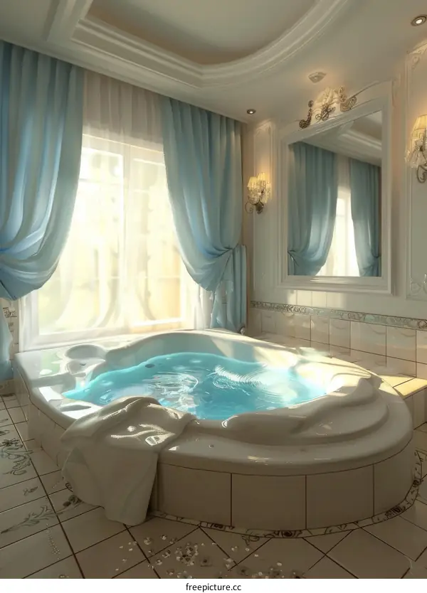 Luxury Spa Bathroom Interior Design Illustration
