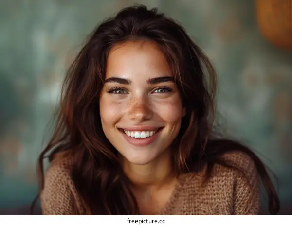 Smiling Woman Portrait with Beautiful Features