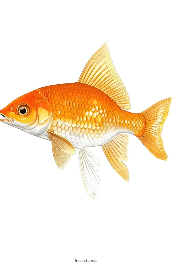 Illustration of a Goldfish on White Background