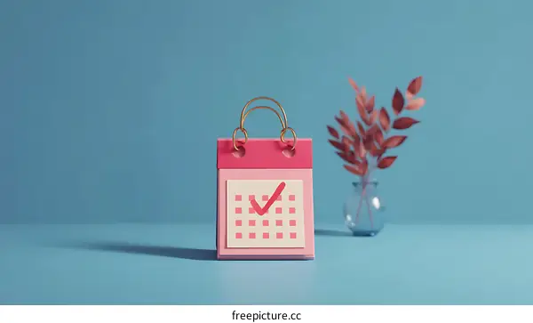 Cute Pink Mini Calendar Illustration