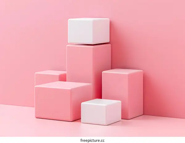 Pink and White Geometric Shapes Minimalist Product Display Background
