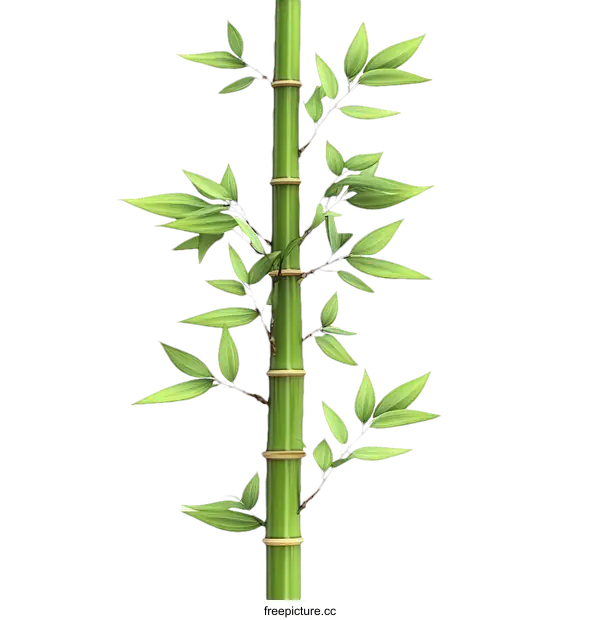 [Transparent Background PNG]A Vibrant Illustration of a Bamboo Stem