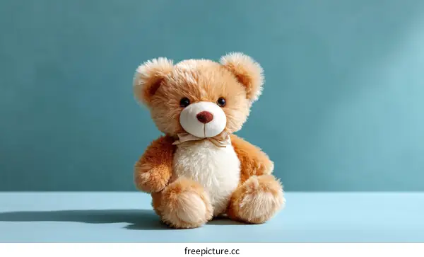 Adorable Teddy Bear on Teal Background