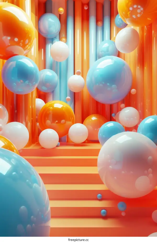 Abstract Colorful Sphere Arrangement on Steps