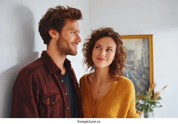 Couple Standing in Front of an Artwork