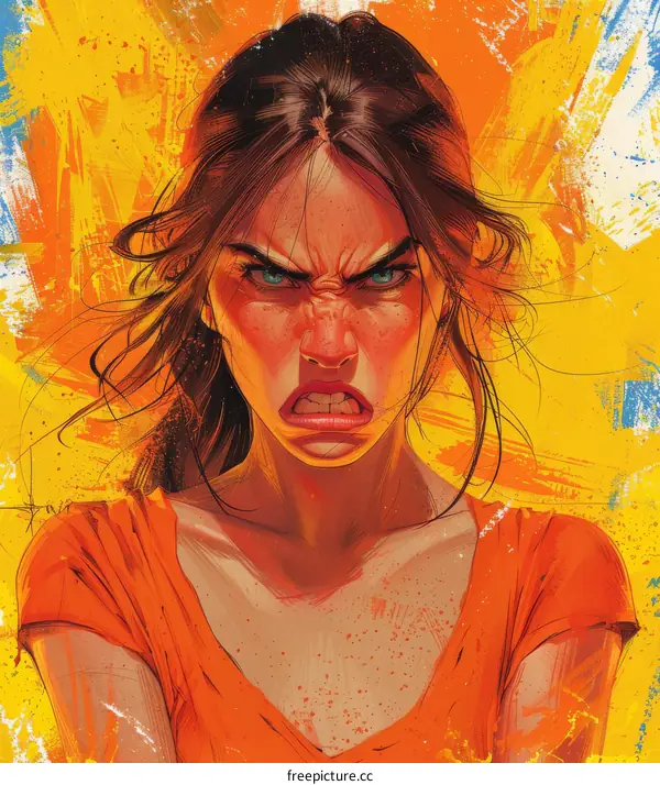 Angry Woman Illustration Portrait