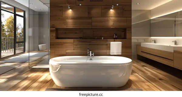 Modern Stylish Wooden Bathroom Interior Design