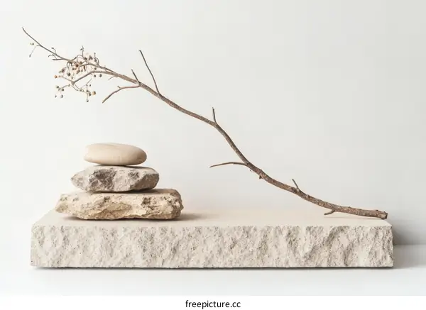 Minimalist Arrangement of Stones and Branches