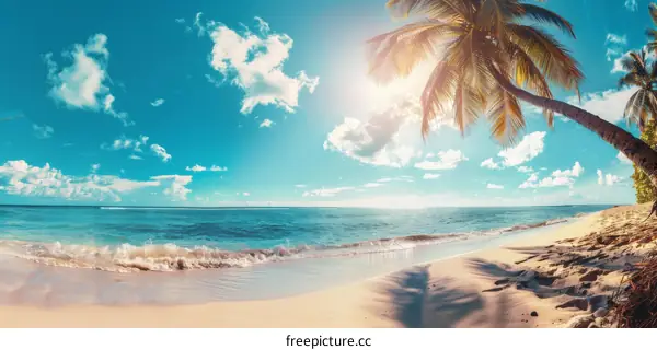 Captivating Beach Getaway with Palm Trees and Pristine Sand