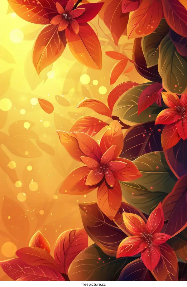 Orange and Red Flower with Yellow Background