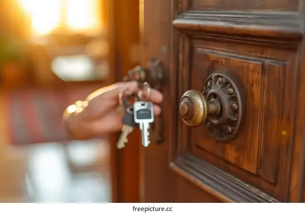 Hand holding keys to open the door