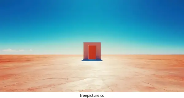 Red Door in Desert Landscape