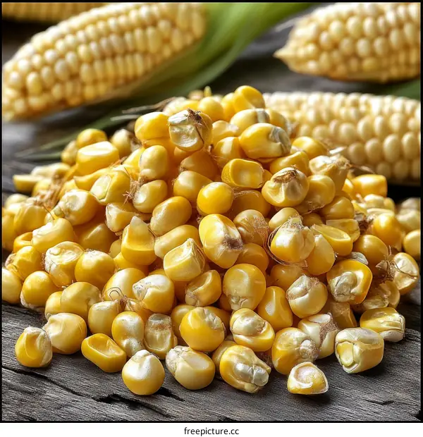 Close Up Pile of Yellow Corn Kernels