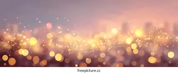 Golden Bokeh Background with City Lights