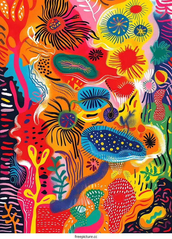 Abstract Colorful Floral Illustration Design