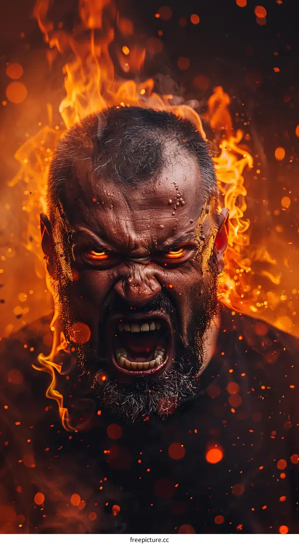 Fiery Rage Portrait of a Man