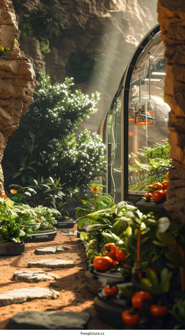 Underground Plants And Vegetables Growing In Pots With Artificial Lighting