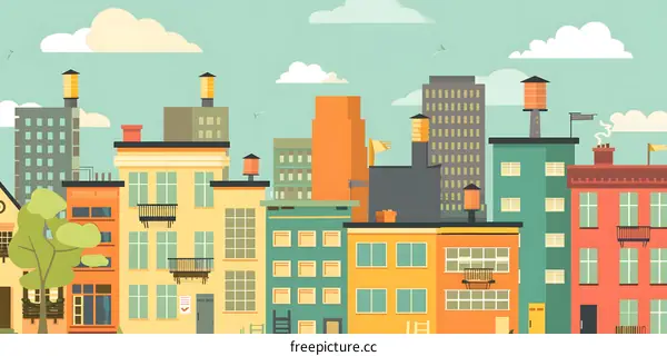 Colorful Cityscape Illustration