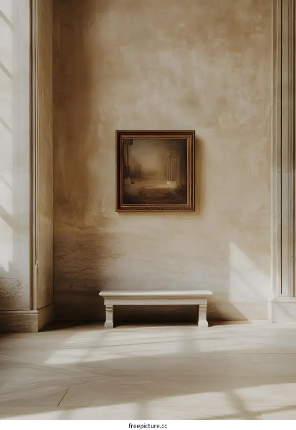 Empty Room With Bench and Painting