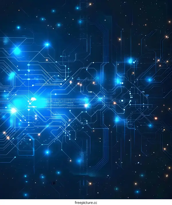 Abstract Technology Background with Blue and White Circuit Boards