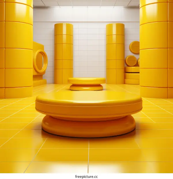 Yellow room with podium
