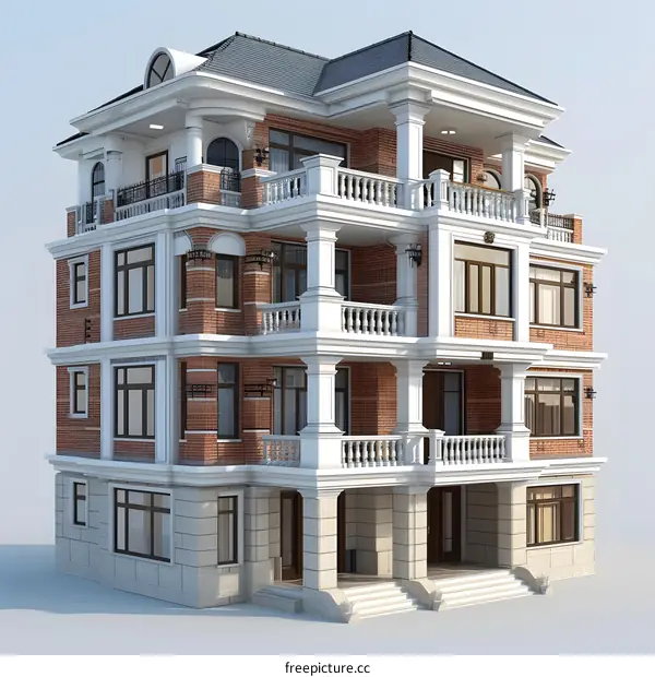 European-style three-story villa