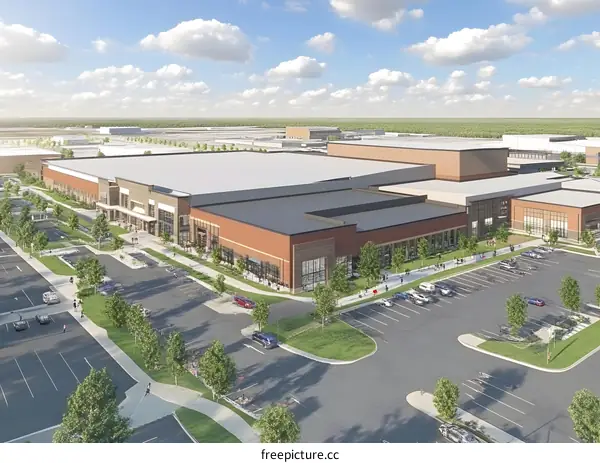 Aerial View of New Shopping Center Development