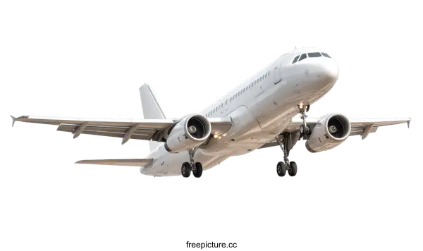 [Transparent Background PNG]White Airplane in Flight