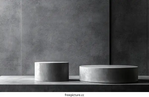 Grey Concrete Cylindrical Display Stands