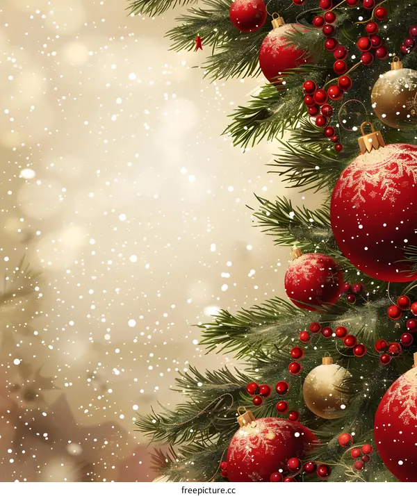 Christmas Tree With Red And Gold Ornaments