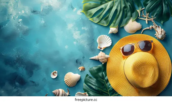 Beach Accessories Flat Lay