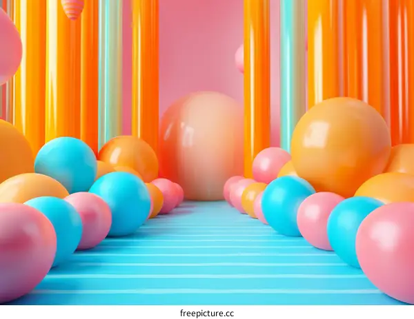 Colorful Geometric Abstract Background with Balls
